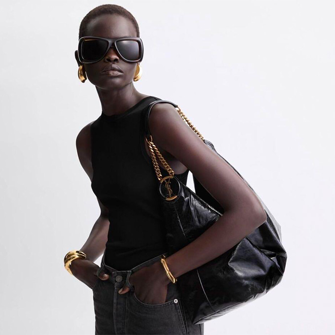 ysl hortense large waxed leather hobo bag